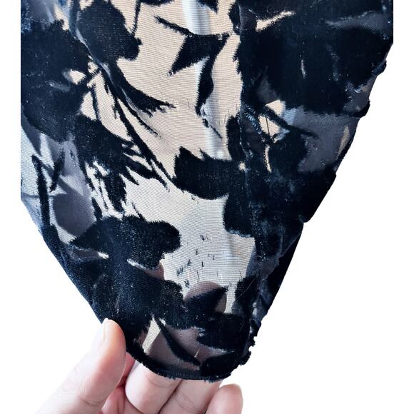 NILI LOTAN Graham Floral Velvet Burnout Tunic Silk Blouse Dark Navy USA Small - Picture 6 of 13